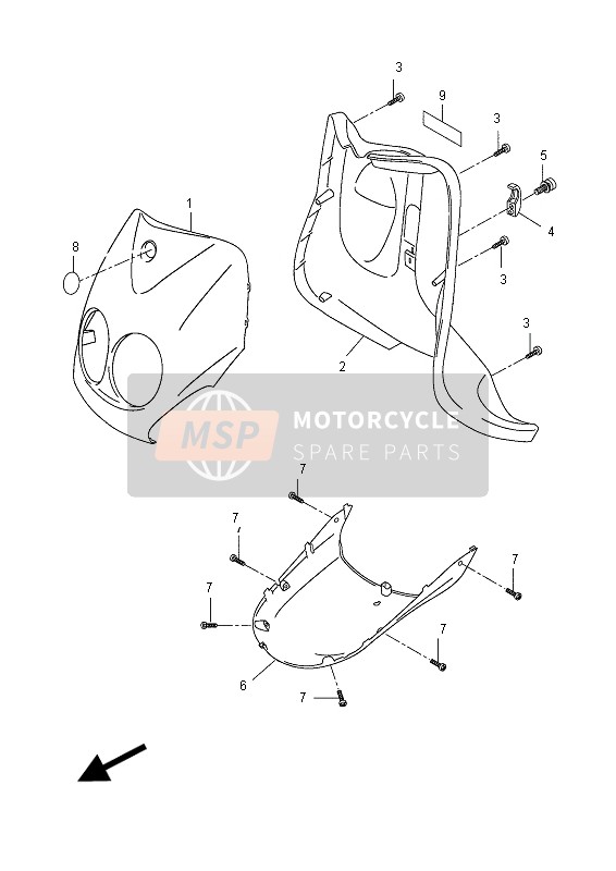 Yamaha YN50F 2012 Bouclier de jambe pour un 2012 Yamaha YN50F